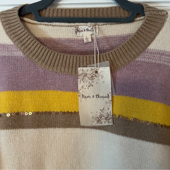 Hem & Thread Colorblock Stripe Sweater with Sequins - Picture 6 of 9